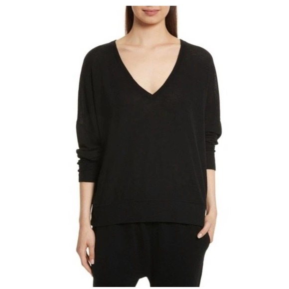 VINCE 100% Wool‎ Sweater Women’s S Gray V-neck Long Sleeve Knit Slouchy Neutra - Picture 3 of 12